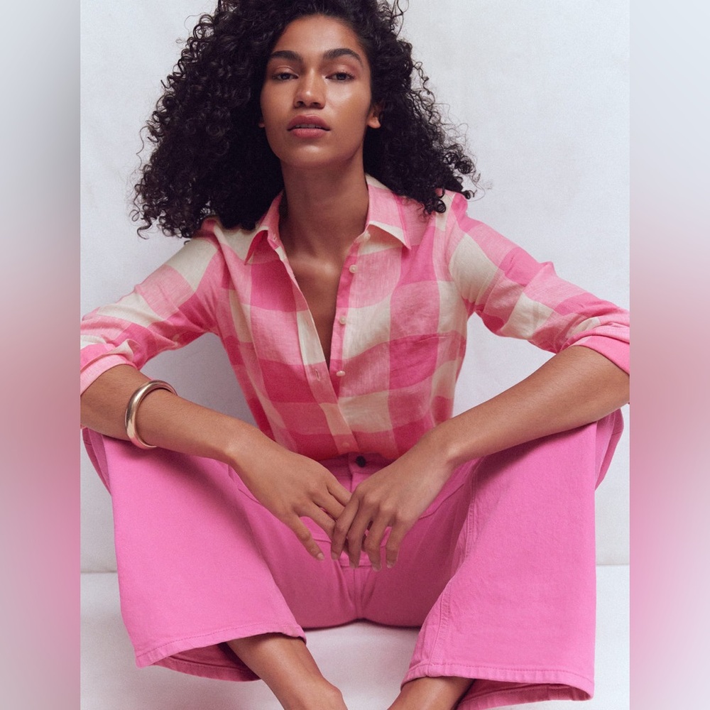 NWT Boden Sienna Linen Shirt in Pink Punch Gingham
